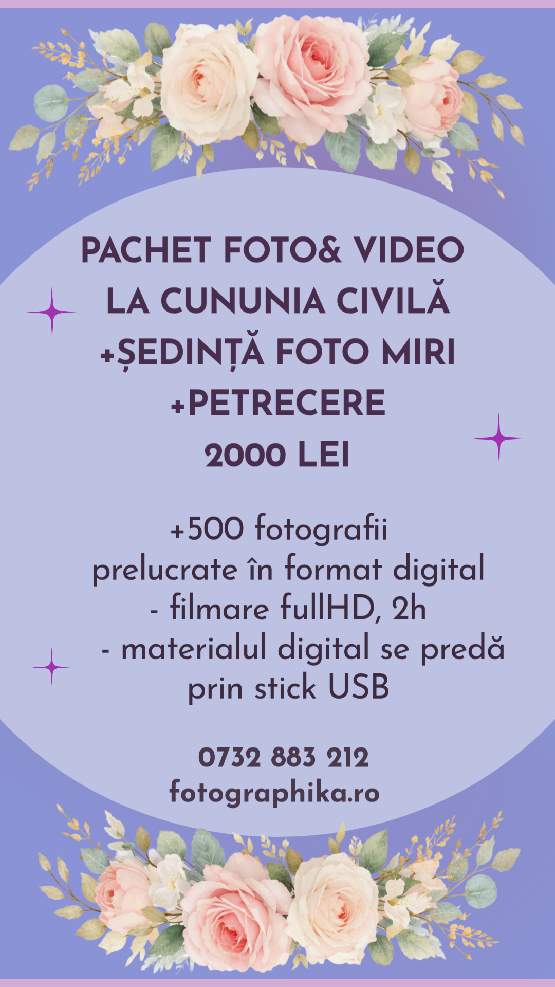 Pachet foto video cununie civilă cu petrecere București